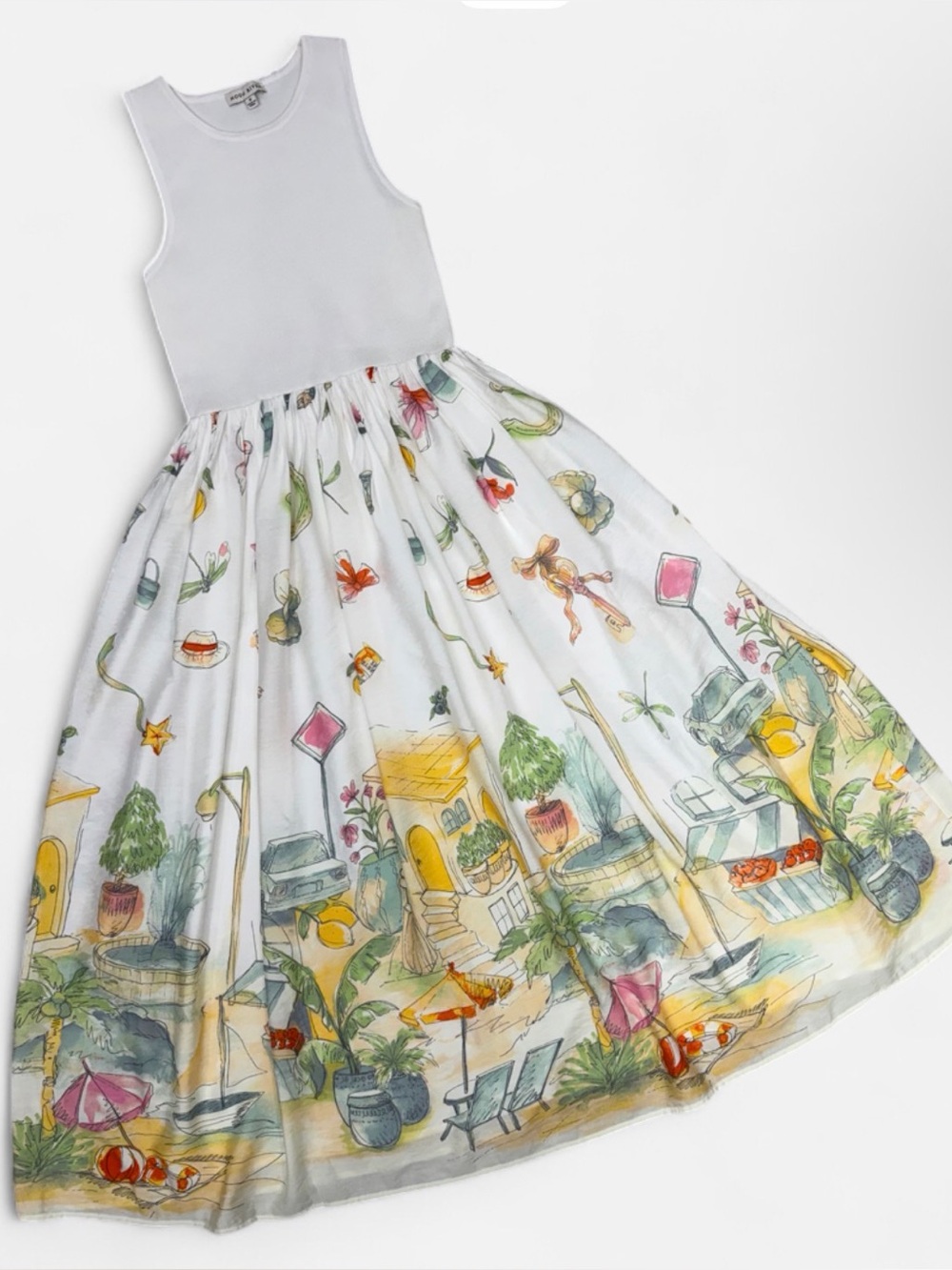 Moon River Tuckernuck Anouk Tank Garden Resort Print Midi Dress White Size M - Picture 2 of 10